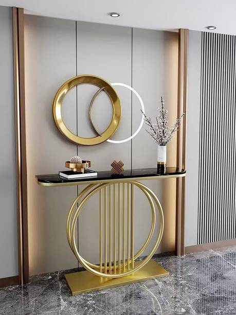 Yusha handicrafts Luxury Circular Design Engineered Wood Console Table