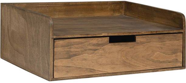 Indian Decor 21218 Floating Shelf Side Table with Drawer, Rustic Brown Solid Wood Side Table