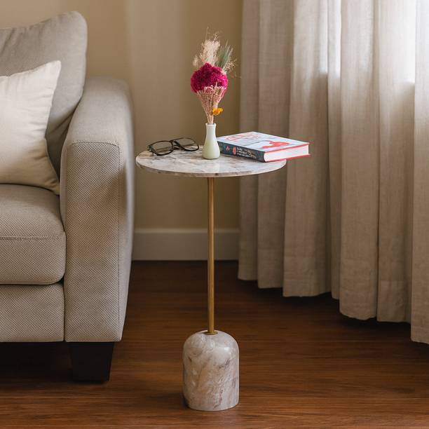 Little Extra IRON SAVAR MARBLE SIDE TABLE ROD SIZE 44CM Metal Side Table