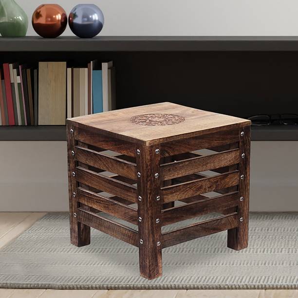Decorhand Solid Wood Hand Carved Side Table/ End Table Solid Wood Side Table