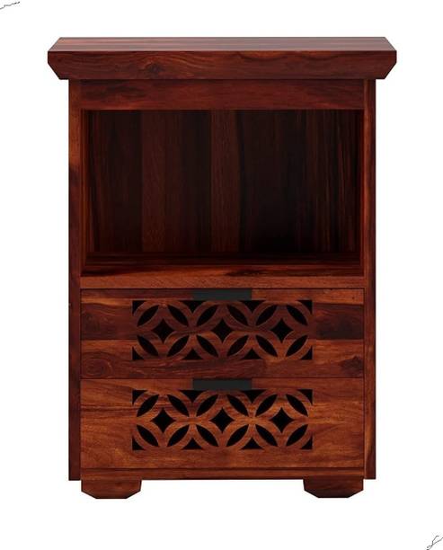UNITEK FURNITURE Sheesham Wood 2 Drawer & Shelf, End Tables, Night Stand Table, Solid Wood Bedside Table