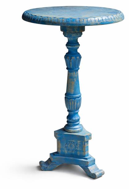 ONLINECRAFTS Wooden Pedestal Side Table – Vintage Round End Table Coffee Solid Wood Bedside Table
