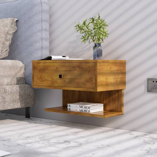 Hexa Red Bed Side Table with 1-Drawer, Nightstand, Bedrooms, Storage Cabinet Engineered Wood Bedside Table
