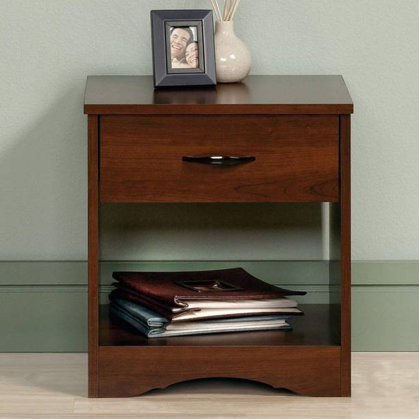 TRUE FURNITURE Bed Side Table for Bedroom with Drawer Side Table | Brown Finish Engineered Wood Side Table