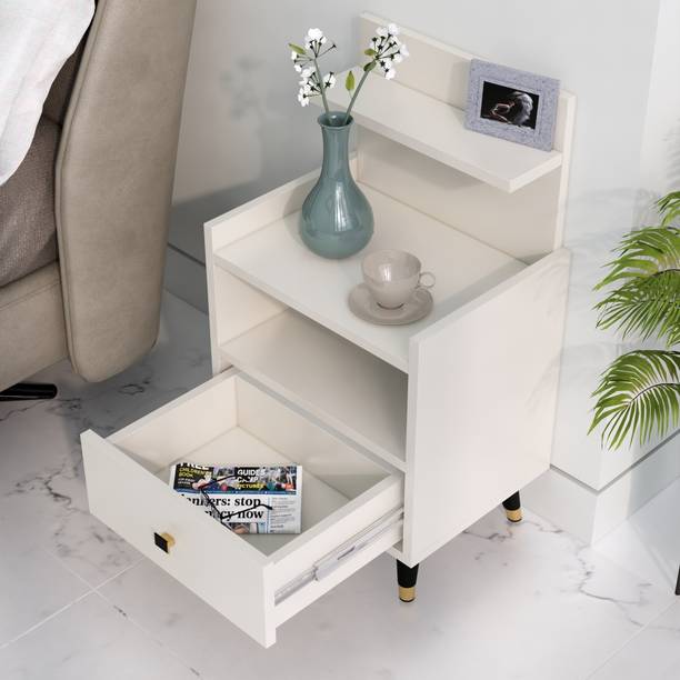 Hexa Red Bed Side Table with 1-Drawer, Nightstand, Bedrooms, Storage Cabinet Engineered Wood Bedside Table