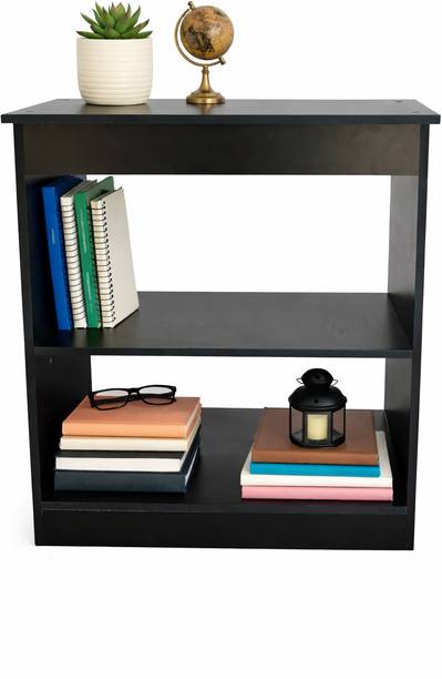 NIVANYA Modern Black 3-Tier Open Shelf Rack Table for Living Room and Study Engineered Wood Bedside Table