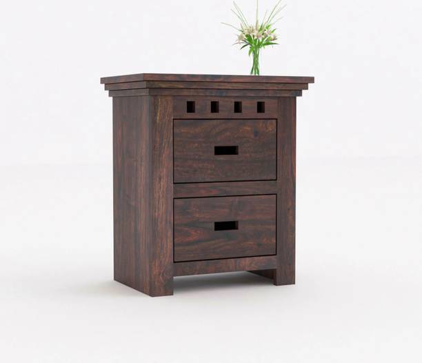 TRUE FURNITURE Sheesham Wood Bedside End Table with Drawers for Living Room (Brown) Solid Wood Bedside Table