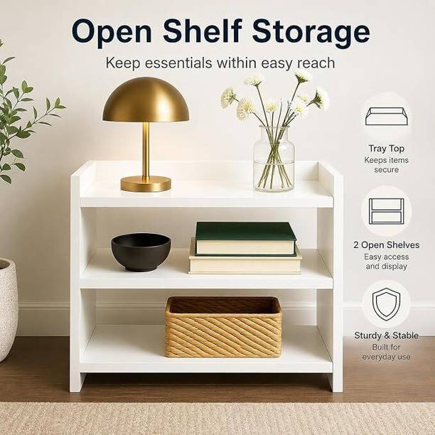 PNDG Bed side table(white) Engineered Wood Bedside Table