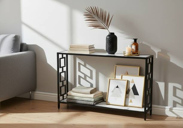 Fahad Metal with Engineered Wooden top Console Table Metal Console Table