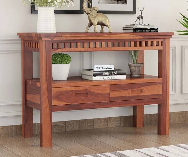 PR FURNITURE Solid Sheesham Wood Console Table With Multiple Storage Space For Living Room || Solid Wood Console Table