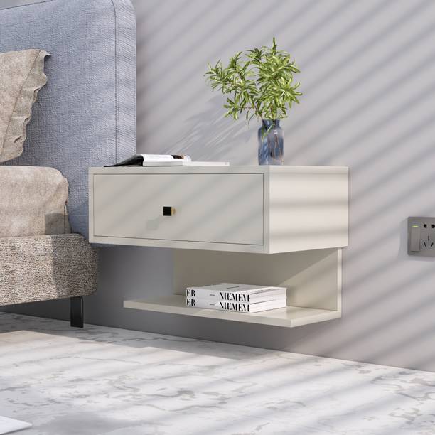 Hexa Red Bed Side Table with 1-Drawer, Nightstand, Bedrooms, Storage Cabinet Engineered Wood Bedside Table
