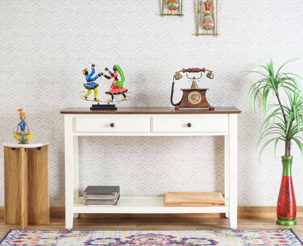 Woodefly Mango Wood Console Table with Dual Drawers | Side Entrance Table for Living room Solid Wood Console Table