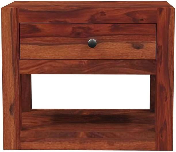 WOODENJOY Wooden Bed Side Table with Drawer/End Table for Living & Bedroom Use Solid Wood Bedside Table