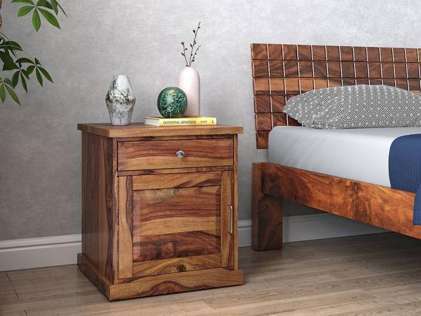 UNITEK FURNITURE Petro Sheesham ( Rosewood) 1 Drawer And 1 Door Bed Side Table For Living Room Solid Wood Bedside Table