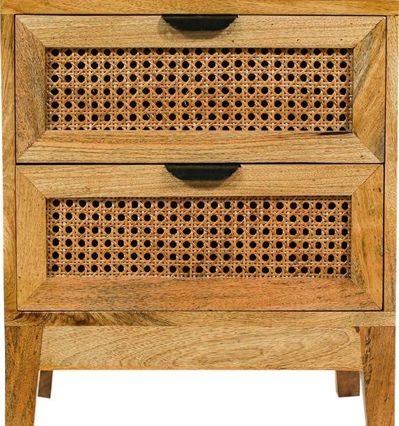 WOODSTAGE Mango Wood Bedside/End/Side Table With 2 Drawer Storage For Bedroom/Living room Solid Wood Bedside Table