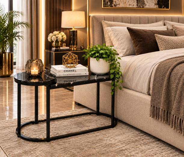 Aaliya mart Modern Marble Finish Nesting Side Table Set Metal End Table