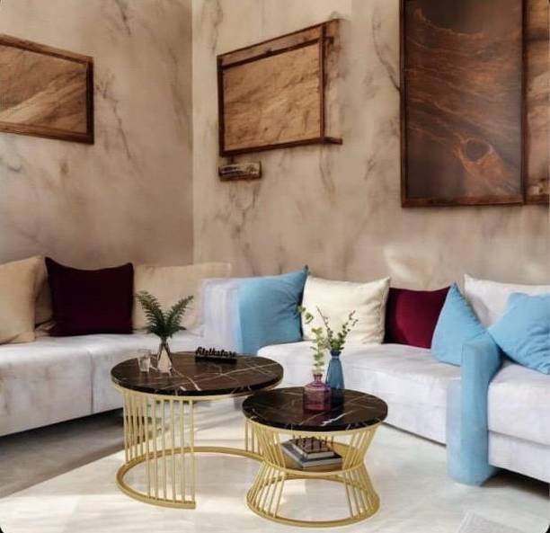 Gaxi Modular White Sofa Layout Engineered Wood Coffee Table