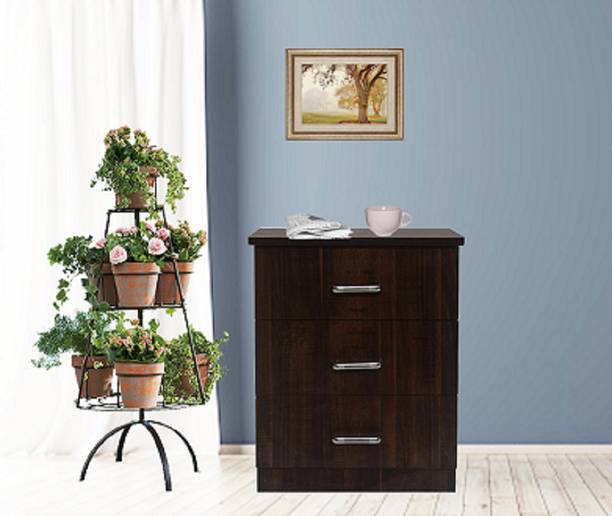 Om Shiv 3-DRAWER Engineered Wood Bedside Table