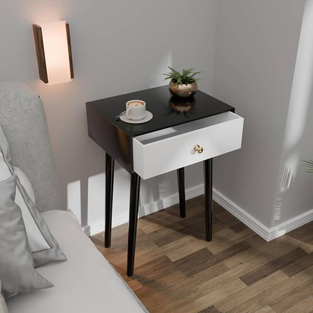etiquette art Modern Bedside Table with Solid Wood Legs, Night Stand With Drower Engineered Wood Side Table