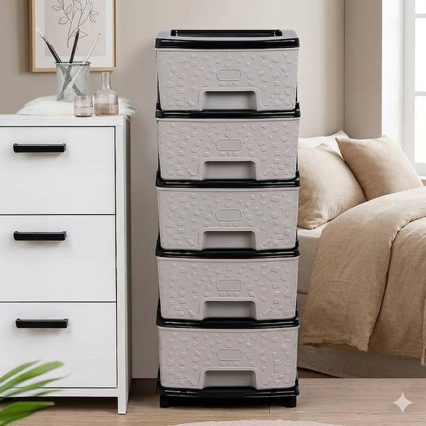 Vallaree 5 Layer Bed Side Table Storage Organizer Multipurpose Plastic Bedside Table