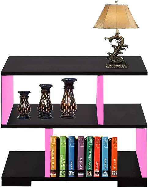 Timbercraft Wooden S Design Table with multipul compartment balck & pink Engineered Wood Side Table