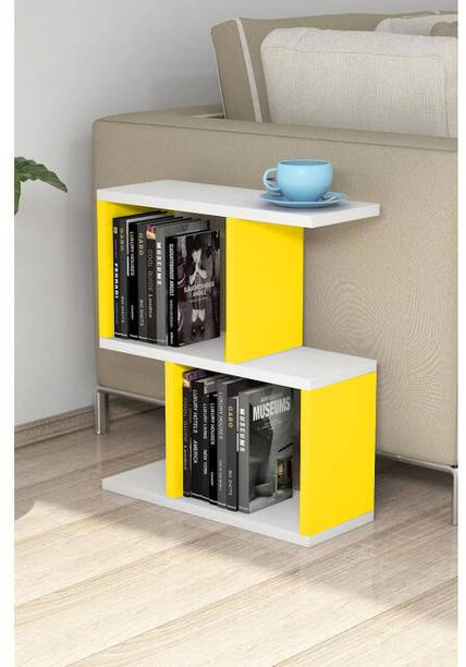 Artival Crafts Engineered Wood S Shape Bedside Table, NightStand (Blue & Black) Engineered Wood End Table