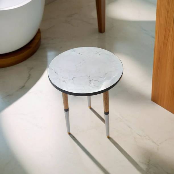 house of common Round Side Table Of 3 Legs With Marble Finishing Top Of Engineered Wood Side Table