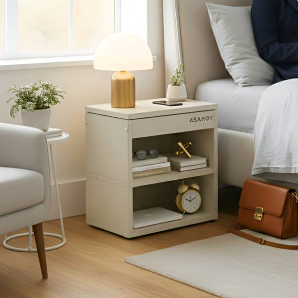 Asaroy Bedside Table with Hidden Storage 3-Tier wood Nightstand for Bedroom Engineered Wood Bedside Table