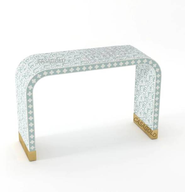 JODHA Bone Inlay Overlay Floral Console Table Solid Woo...
