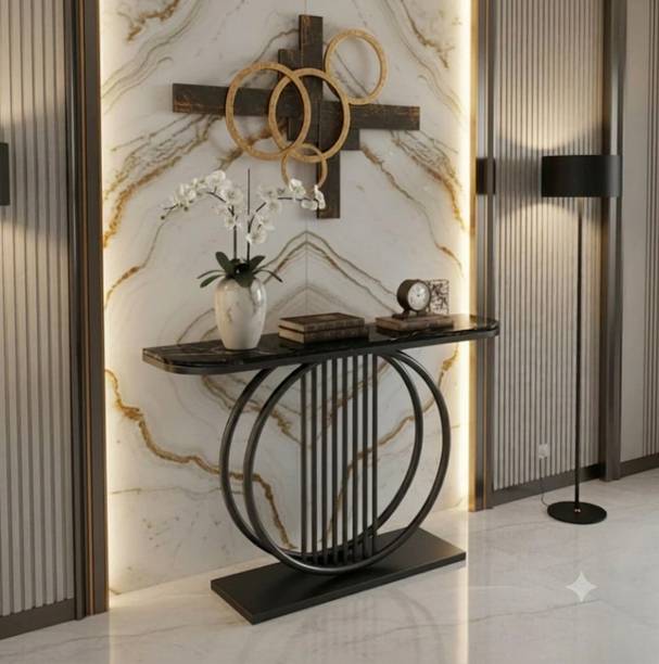 GiftArtsShoppee Iron Console Table | Wooden Top Entryway Table | Modern Metal Hallway Furniture Metal Console Table