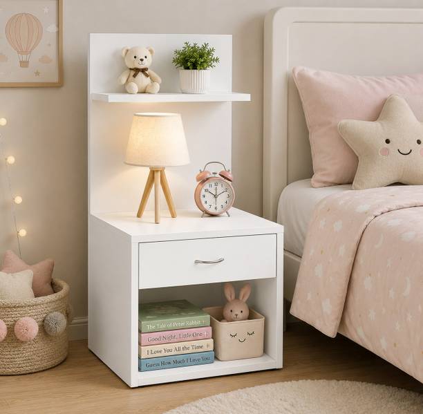KAWACHI Sofa Side Bedside Table with Drawer Open Cabinet Nightstand End Table Engineered Wood Bedside Table