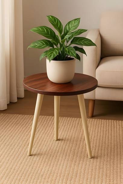 etiquette art Wooden Folding Small Round Table/ Side Table/ Center table Engineered Wood Side Table