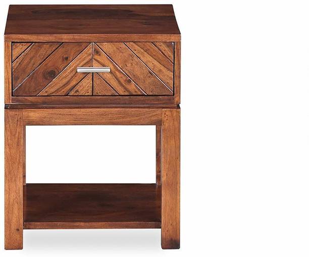 APRODZ Lorca Bedside Table (Light Honey Sheesham Solid Wood Bedside Table