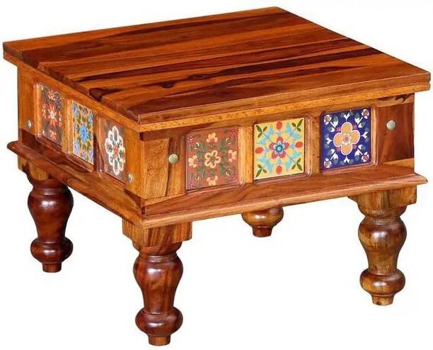 shakhambhari furniture Solid Sheesham Wood End Table Wooden Side Table with Decorative Tile Design Solid Wood End Table