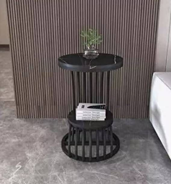 TRADITIONALCRAFT Beautiful Metal Round End Table with Wooden top, Sofa Side Table, Coffee Table Metal End Table