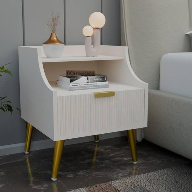 FURNITELL Fluted Bedside Collection Solid Wood Bedside Table