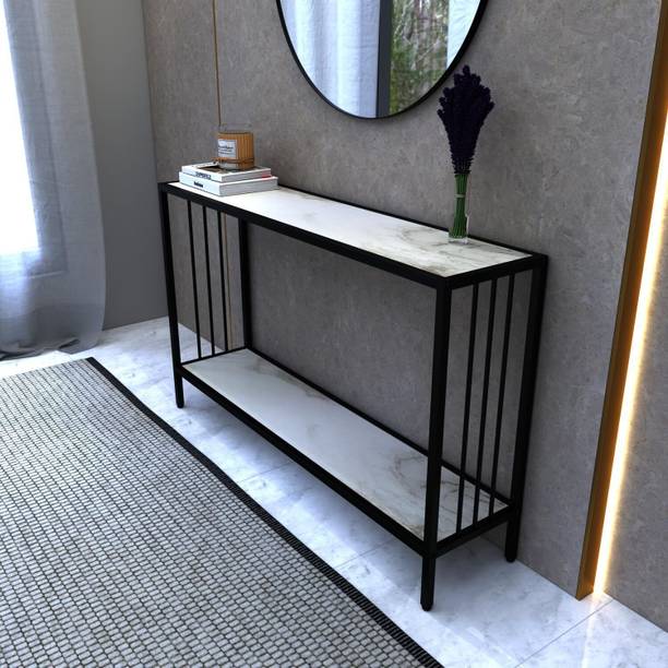 Aaliya mart Modern Console Table with Marble Finish Stylish Entryway & Living Room Table Metal Console Table