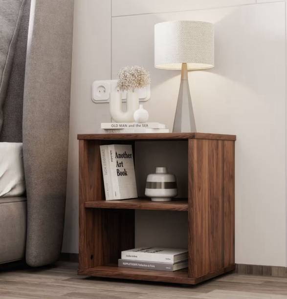 OmkarWood Premium Engineered Wood Bedside Table with Open Shelves Engineered Wood Bedside Table