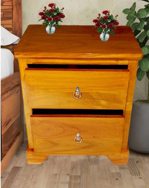 Enocend BED SIDE TABLE Nightstand Lamp Holder With Drawer & Door Cabinet Storage Solid Wood Side Table