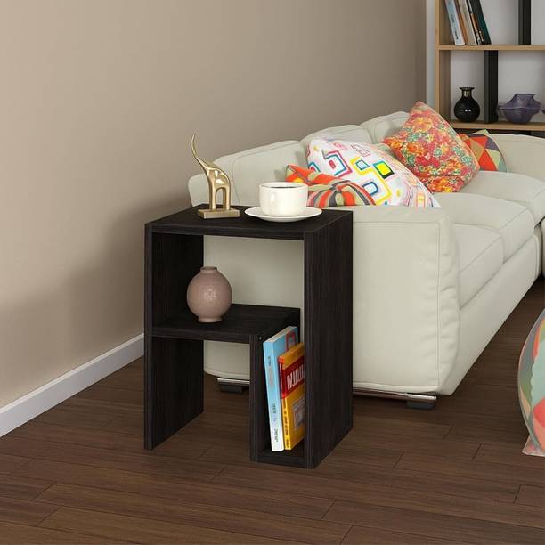 Enigmatic Woodworks Wooden End Table for Bedroom Stylish Side Table with Multi-Level Storage Shelves Engineered Wood End Table