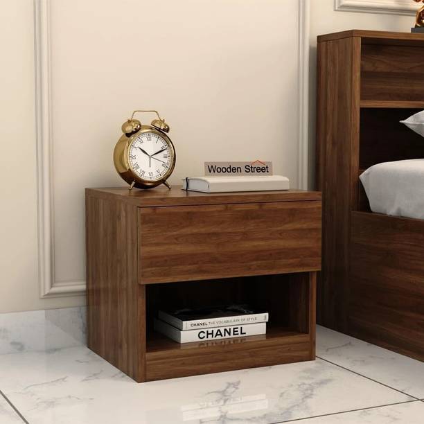 Wooden Street Barriss Bed Side Table With Drawer Storage For Bedroom | 18L x 15W x 16H Inches Engineered Wood Bedside Table