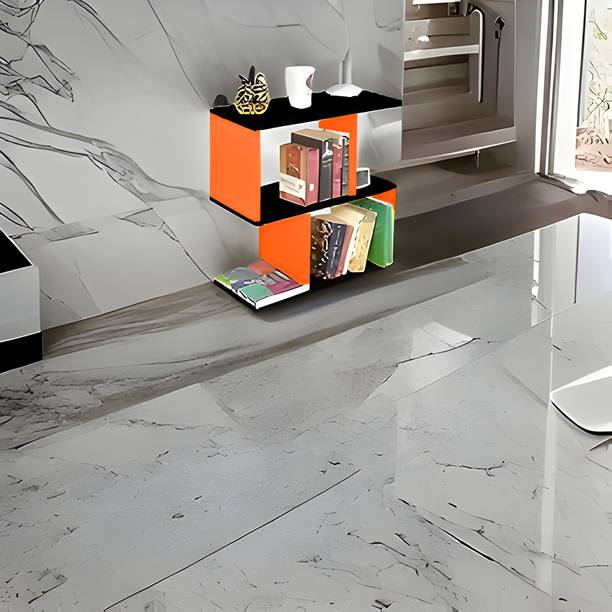 LVMart S-Shape End Table in MDF Wood Engineered Wood Console Table
