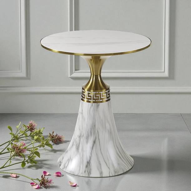 THE ATTIC The Attic Aurora Marble Top End Table Luxury Modern Look,Ivory marble effect Metal End Table