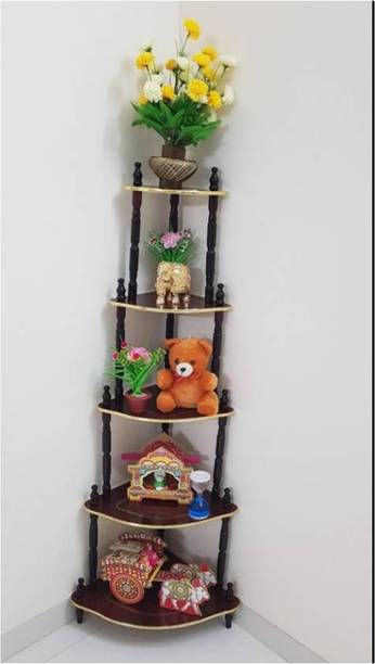 DPH 5 Shelf Wooden Corner, Multipurpose, Wall Corner Table, , corner stand for living room, Floor Standing, Home Décor, Wooden Corner, Wooden Wall Shelf
