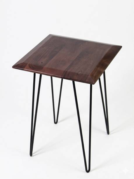 krimadh Wood Side Table with Iron Hairpin Legs, Solid Wood Side Table