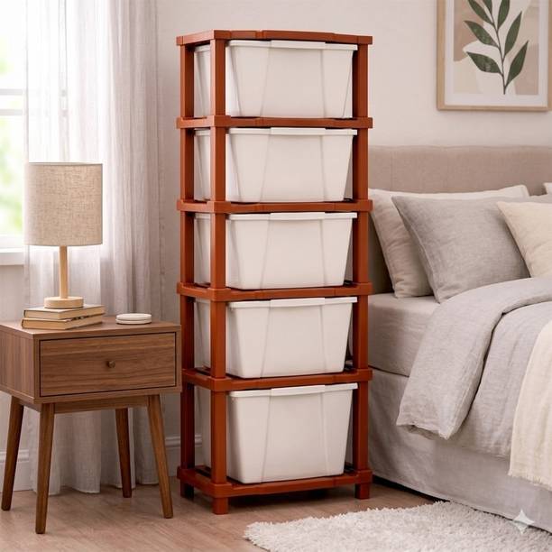 Vallaree 5 Layer Bed Side Table Storage Organizer Multipurpose Plastic Bedside Table