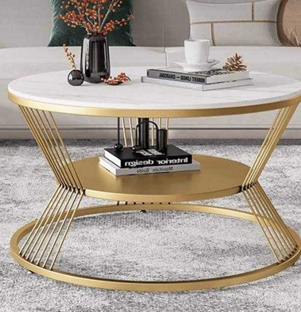 Unique Arts Shoppee Coffee Table, Modern Style Living Room Center Table,with A Marble Pattern MDF Metal End Table