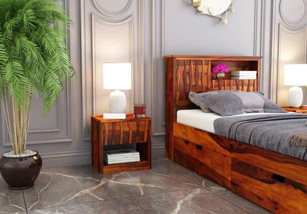 UNITEK FURNITURE Stack Rosewood ( Sheesahm ), Night Stand Table, 1 Drawer Bedroom Table Solid Wood Bedside Table
