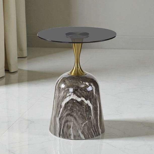 THE ATTIC The Attic Vein Luxe End Table Marble Top Stylish Design,Grey Metal End Table
