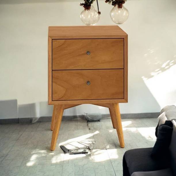 Rodiwal Sheesham Wood Lucia Bedside Table with 2 Drawer Storage for Bedroom Solid Wood Bedside Table